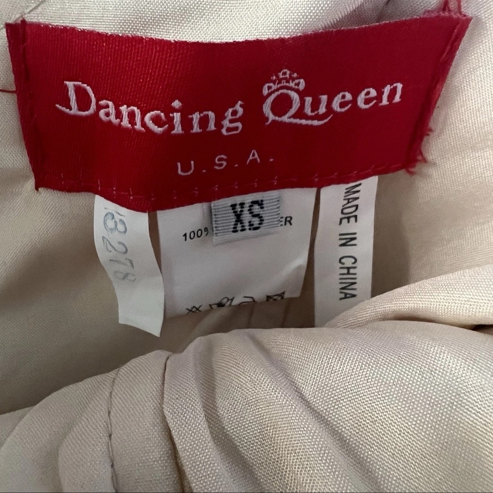 DANCING QUEEN Gold Beige Floral Glitter Tinker Bell Fairy Princess Tulle Dress - Picture 5 of 7